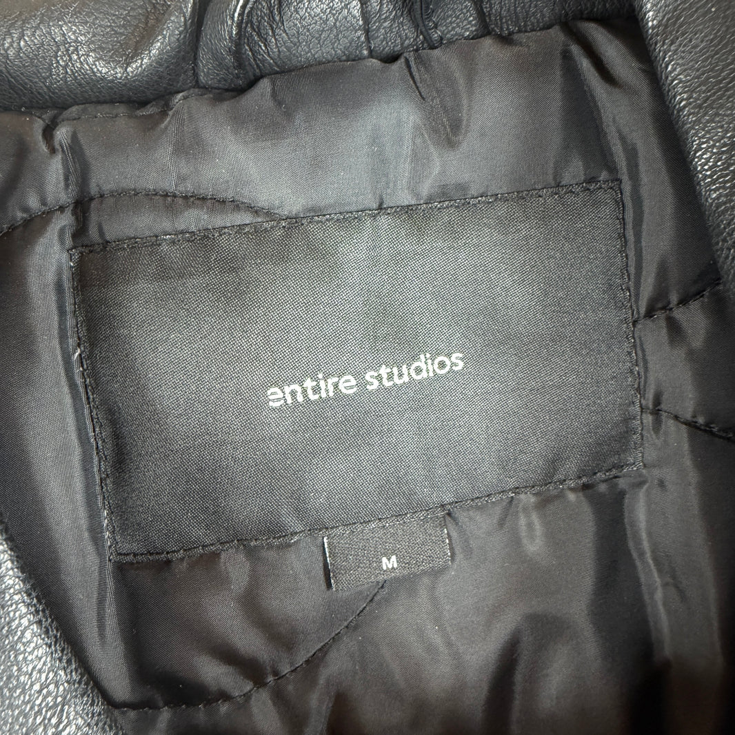 Entire Studios Hooded Faux Leather Bomber Jacket