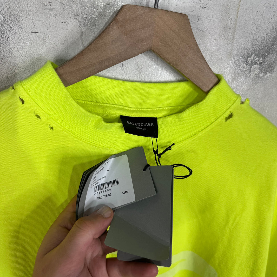 Balenciaga Neon Warped 3B Logo T-Shirt