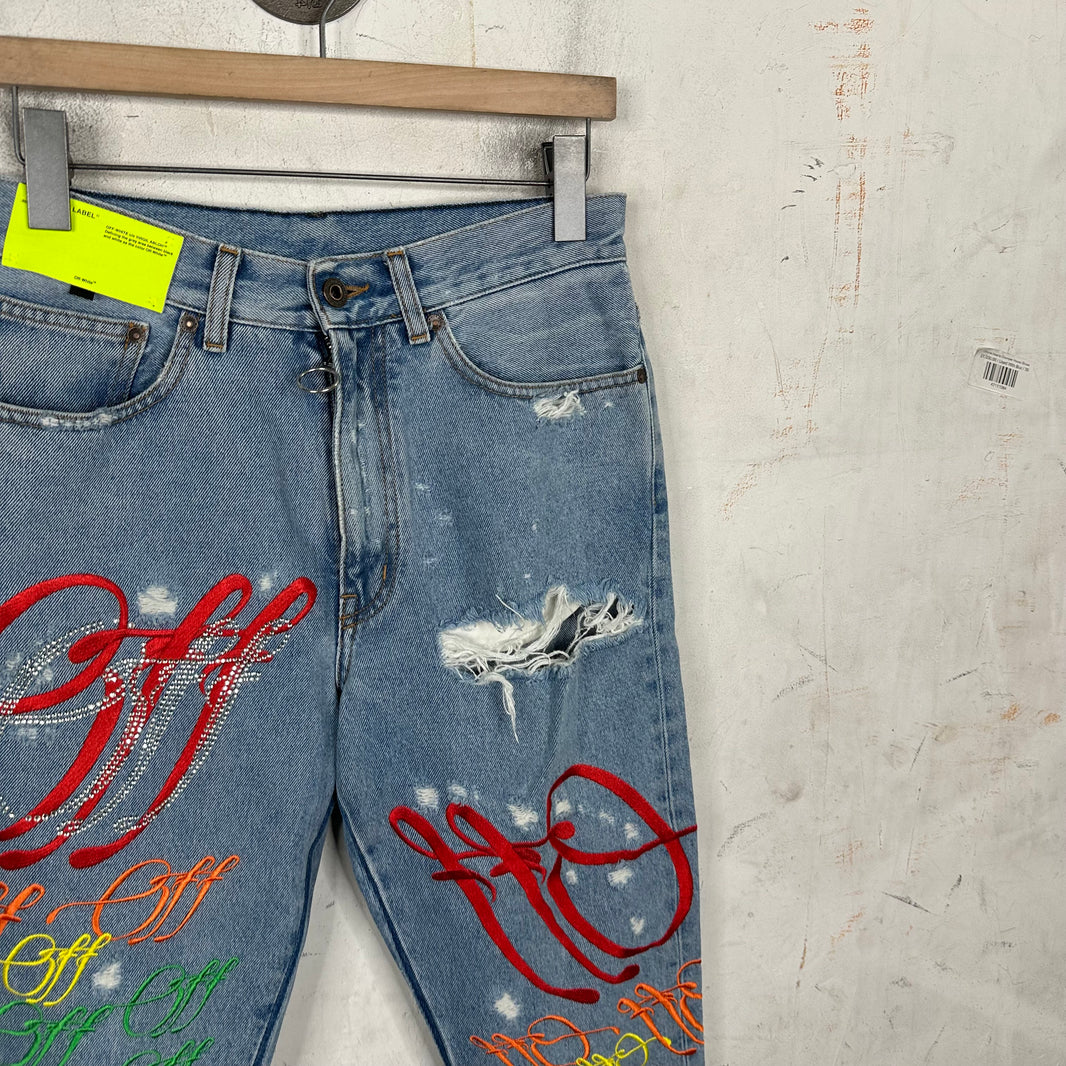 Off White x MRDR BRVDO Embellished Jeans