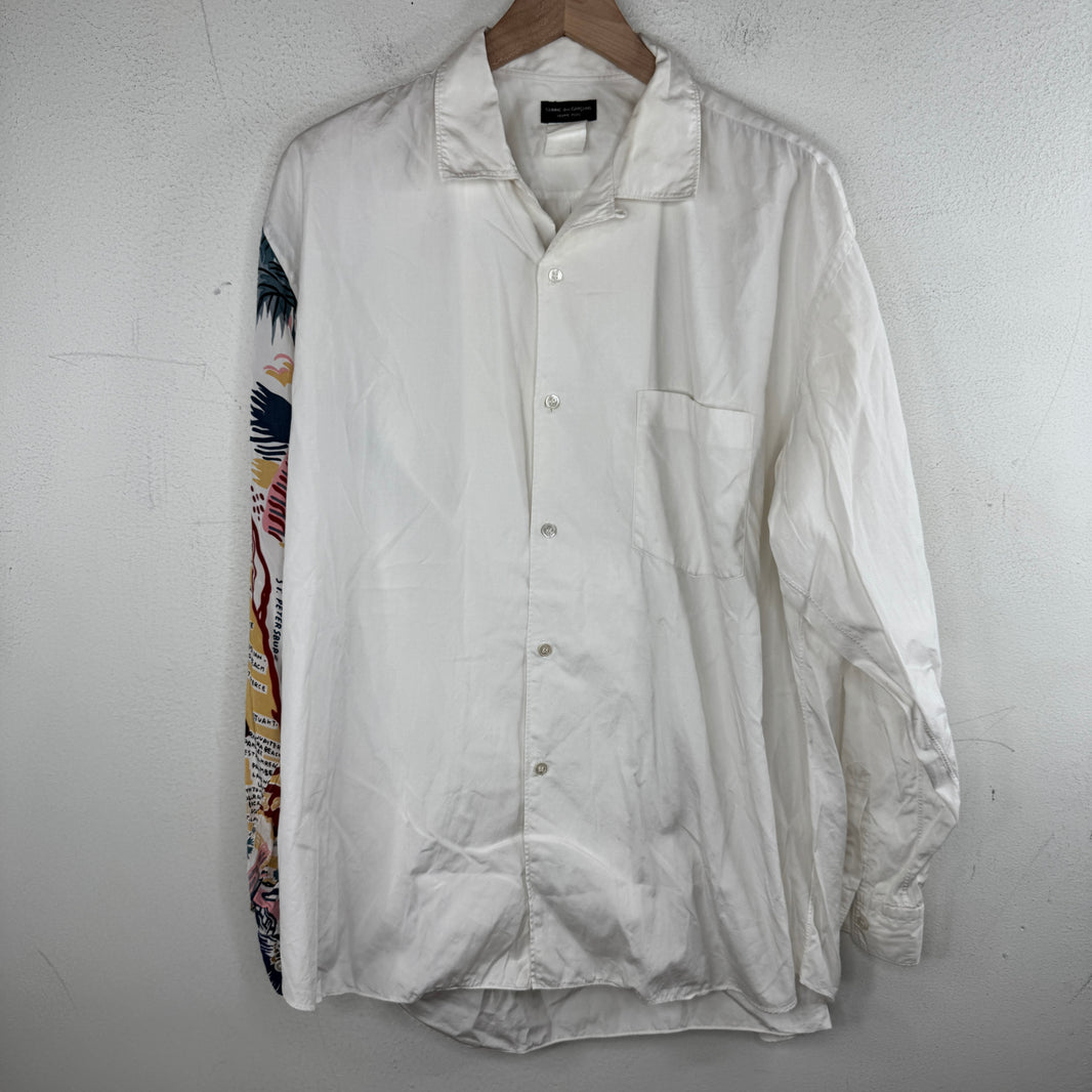 CDG White Sleeve Detail Button Up Shirt