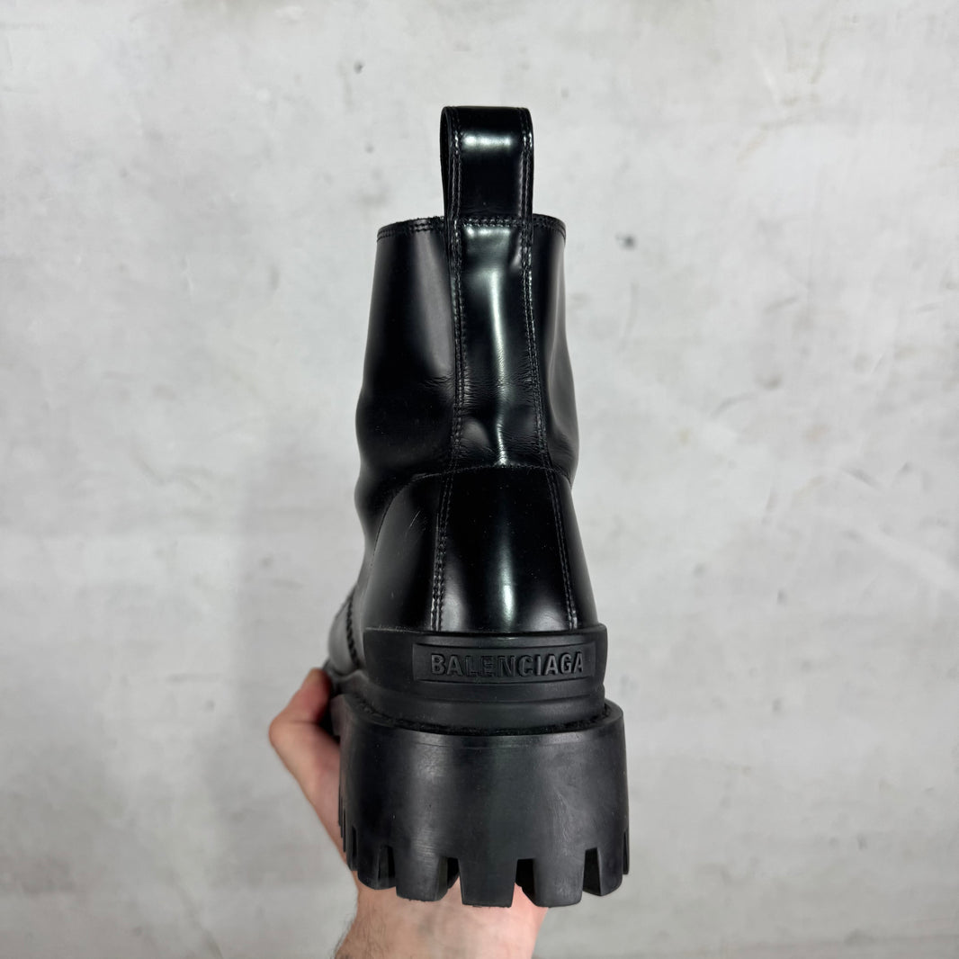 Balenciaga Black Leather Strike Boots
