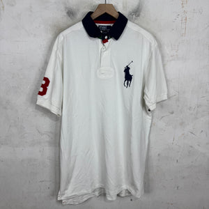 Ralph Lauren White/Navy Green Under Collar Pony Polo