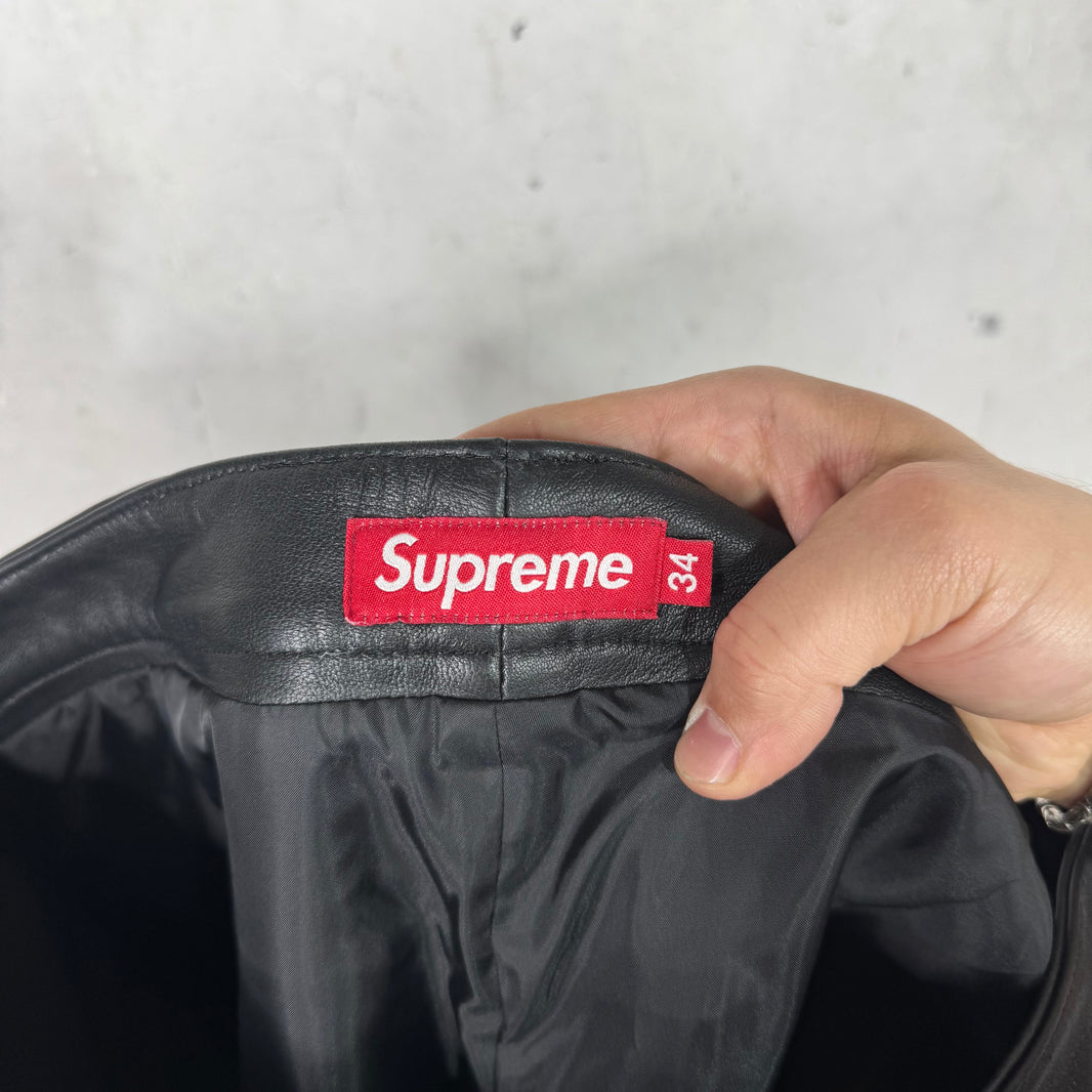 Supreme Logo Leather Shorts