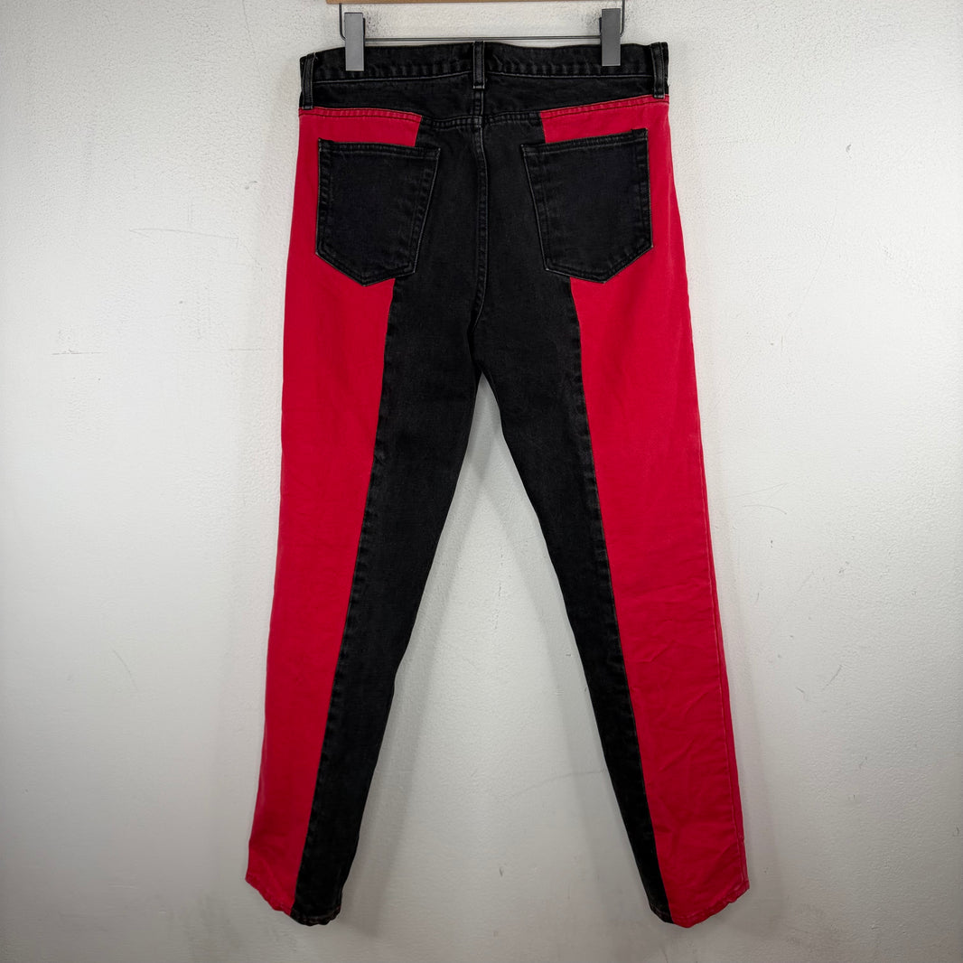 424 Red/Black Paneled Jeans