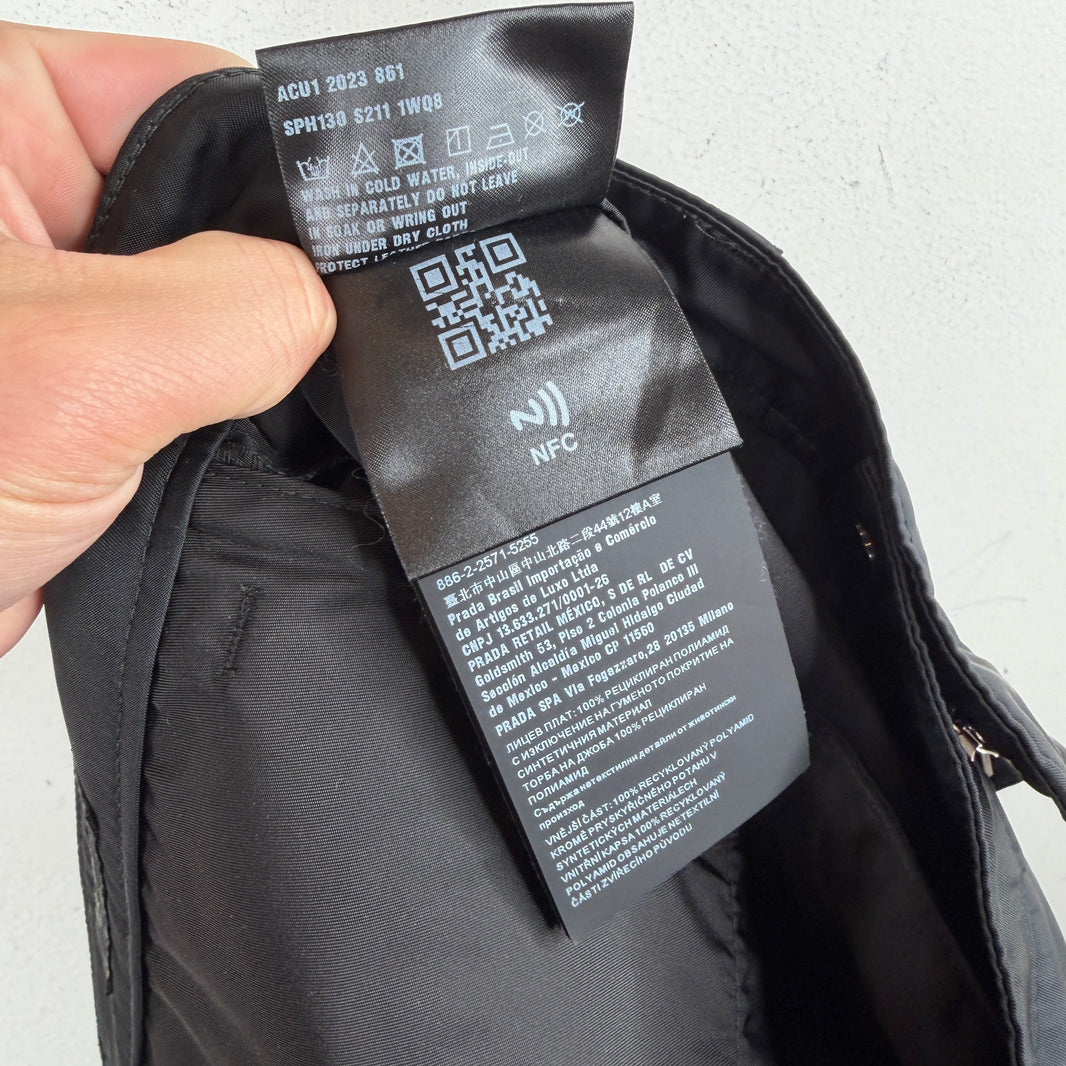 Prada Badge Buckle Nylon Cargo Pants