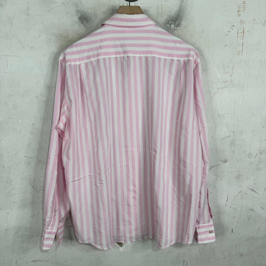 Acne Studios Pink Striped Logo Shirt