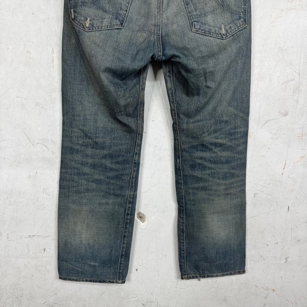 RRL Faded Medium Wash Straight Legged Jeans