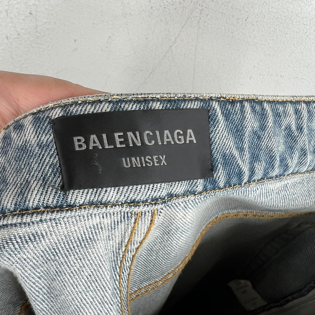 Balenciaga Sample Belted Baggy Distressed Jeans