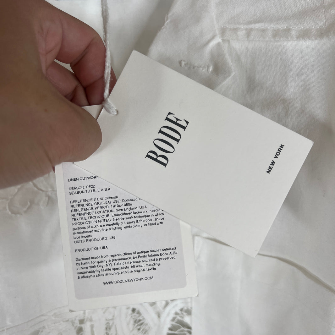 Bode Linen Cutwork Shirt
