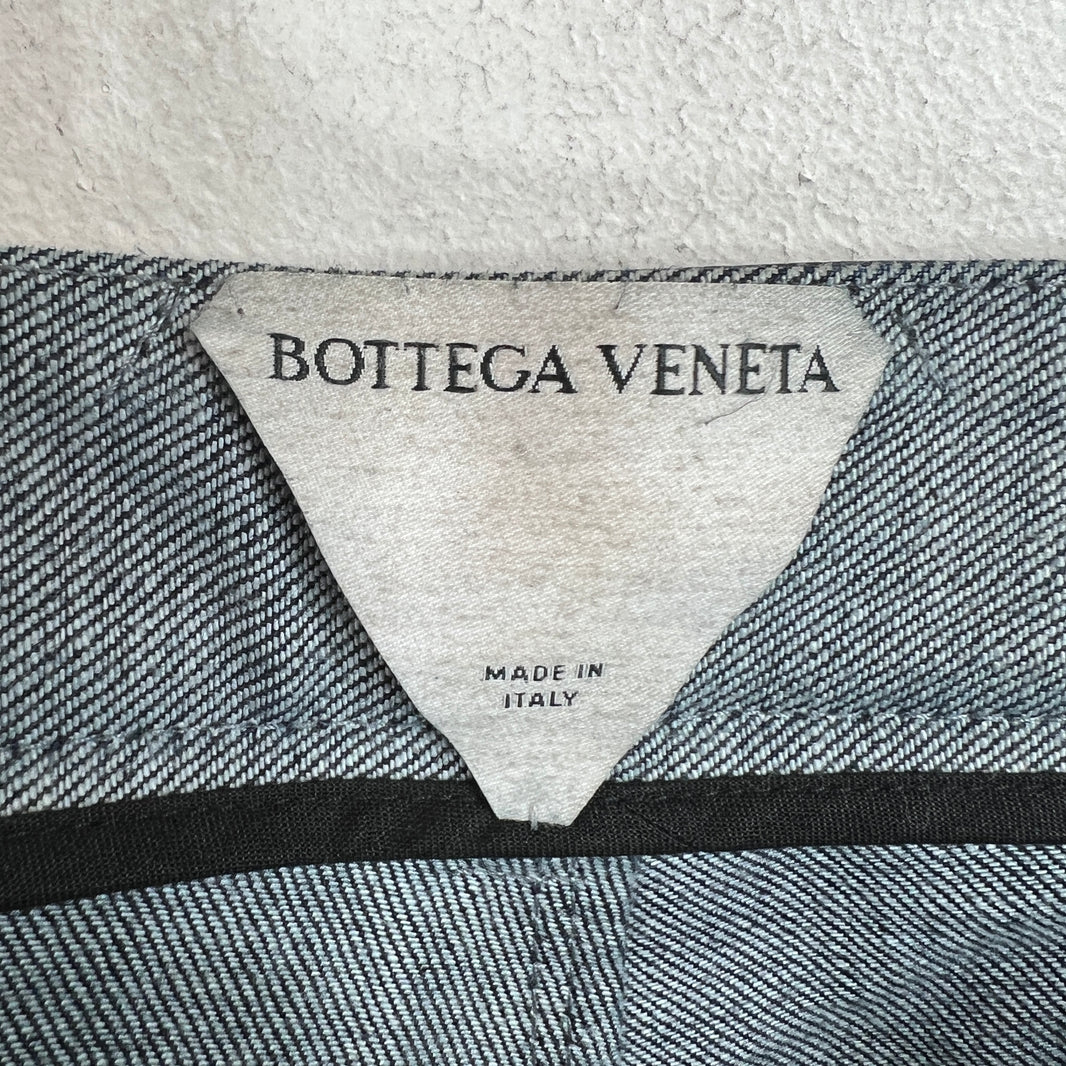 Bottega Veneta Green Leather Denim-Lined Pants