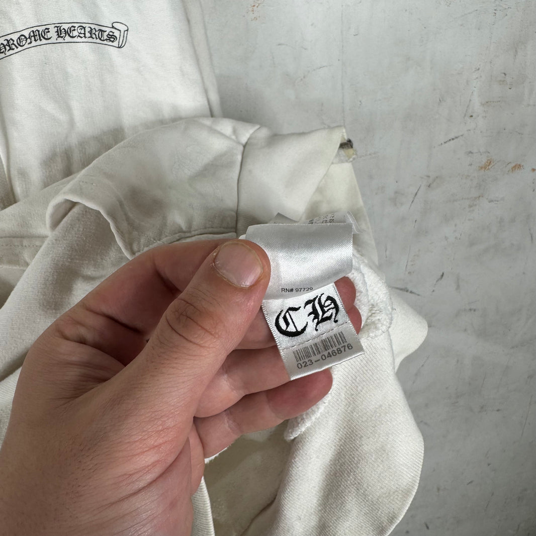 Chrome Hearts Smoked Script Sleeve White Zip Hoodie