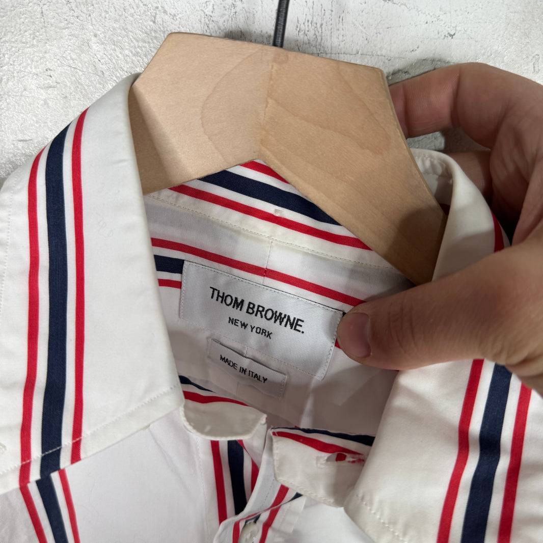 Thom Browne White Striped S/S Buttoned Shirt