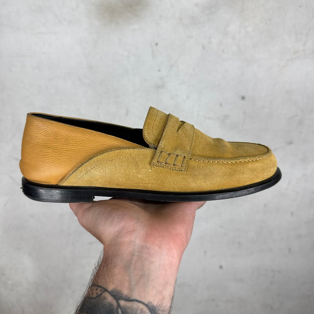 Loewe Tan Suede/ Leather Fold Down Loafers
