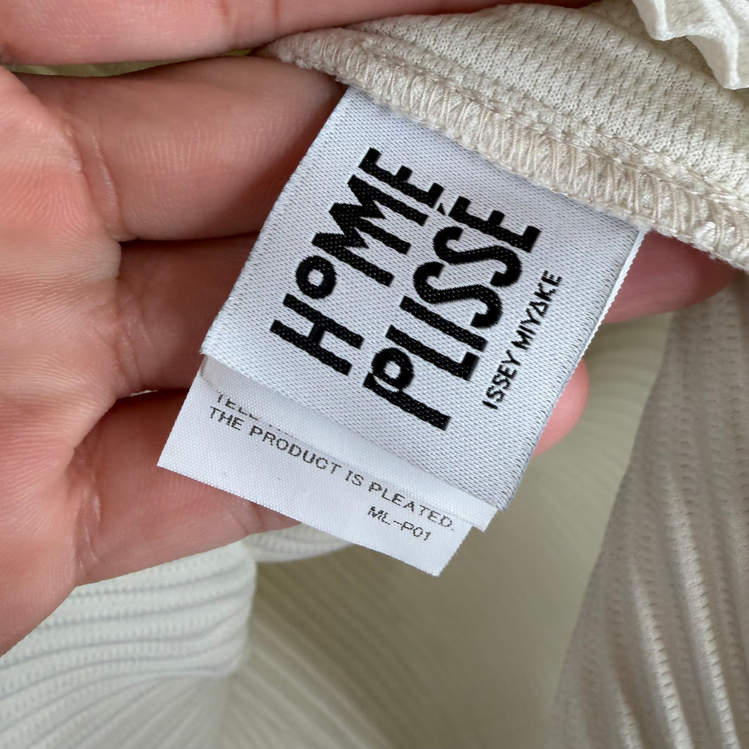 Issey Miyake Plisse Eggshell Polo