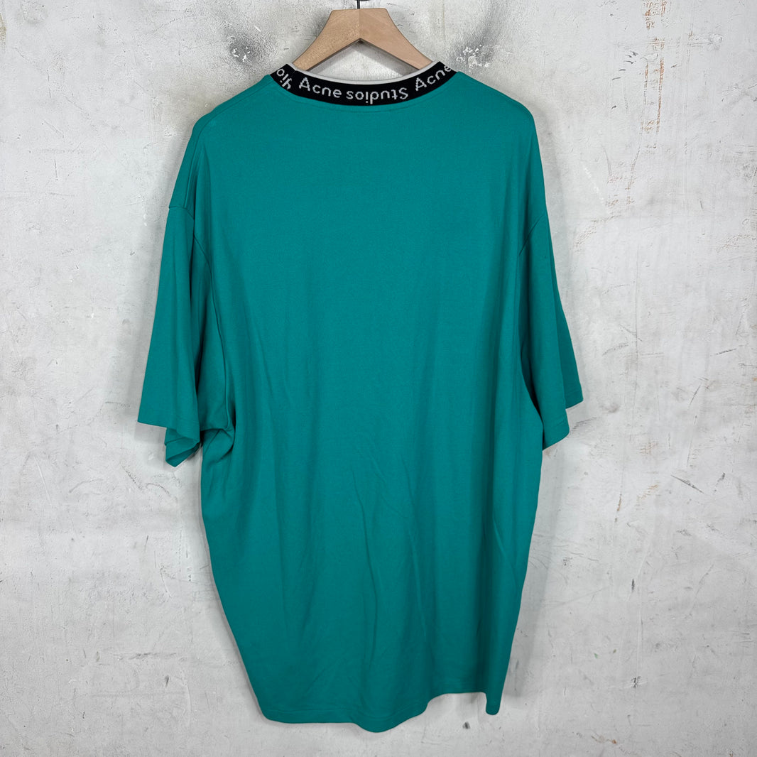 Acne Studios Teal Neck Logo T-Shirt