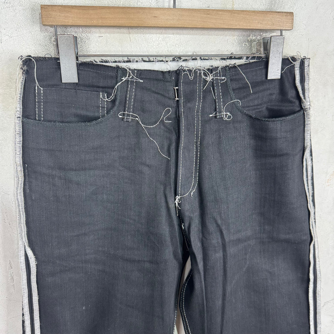 Margiela Reverse Seam Frayed Waistband Jeans