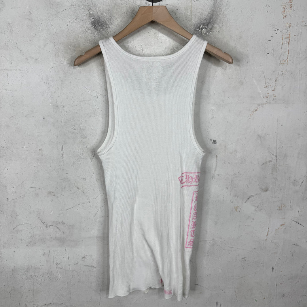 Chrome Hearts T-Bar Vertical Logo Pink Print Tank Top