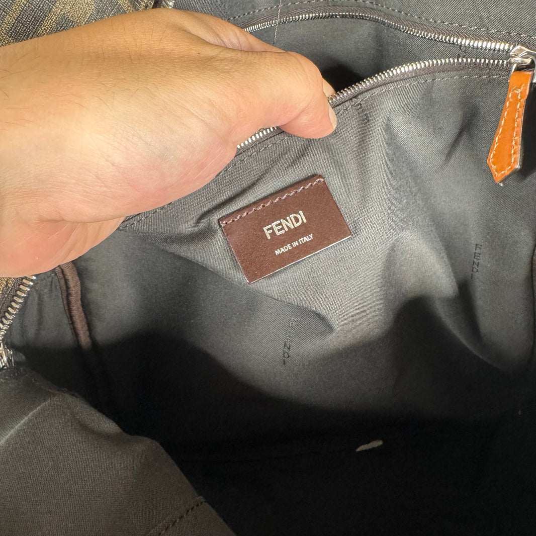 Fendi Leather Paneled Zucca Backpack