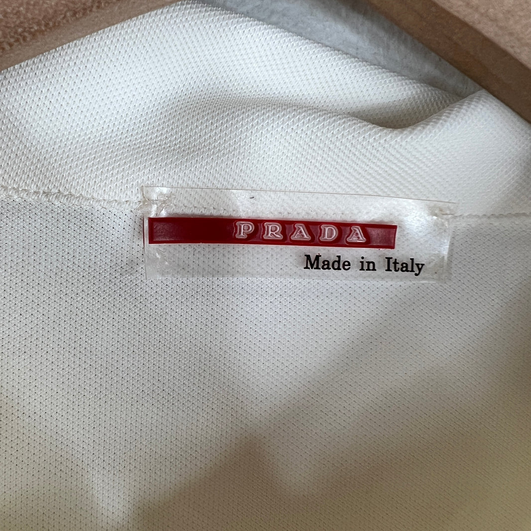Prada White Zip Up Polo T-Shirt