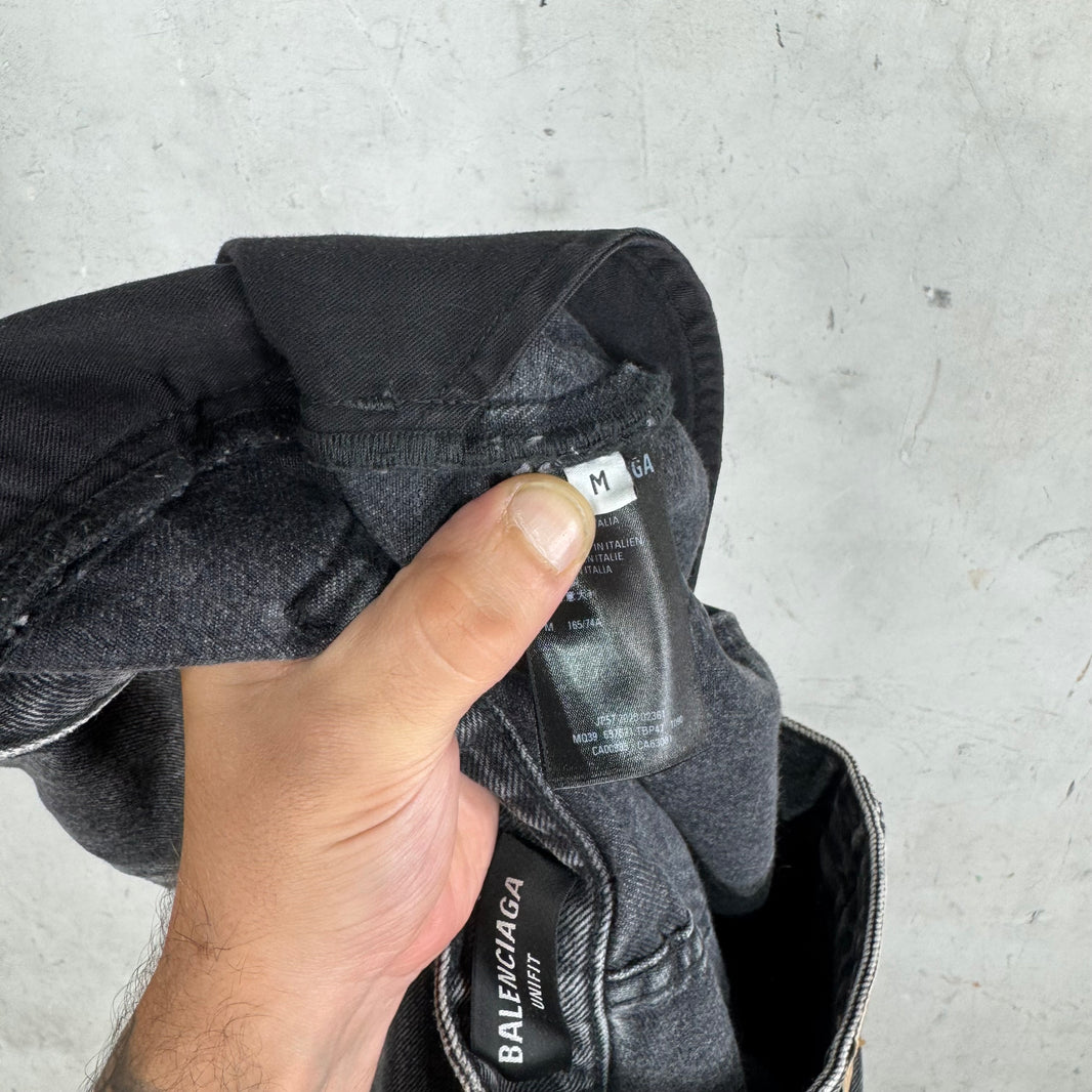 Balenciaga Unifit Washed Black Jean Shorts