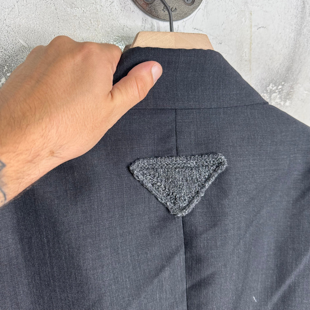 Prada Knitted Badge Double Breasted Blazer