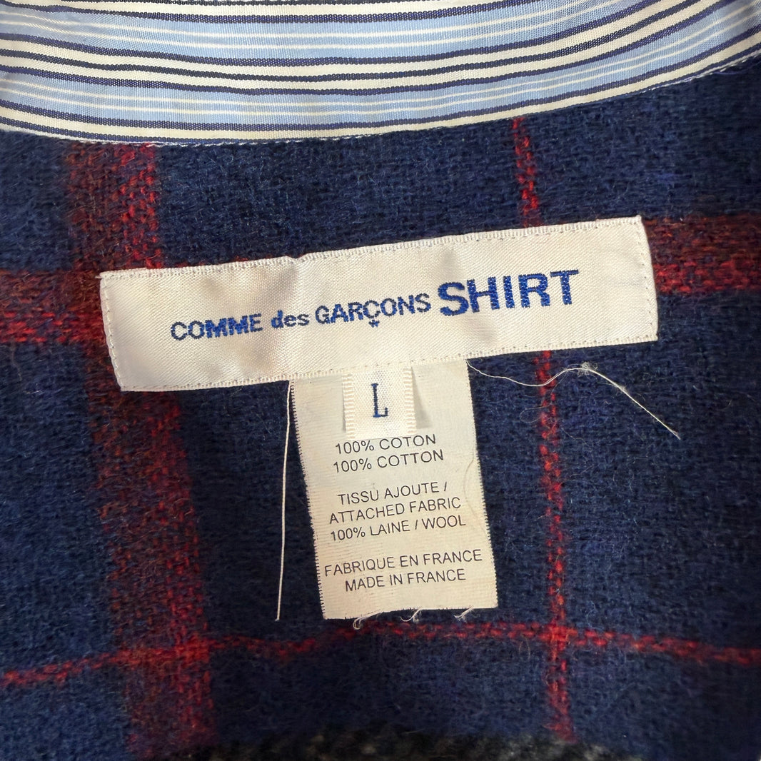 CDG Blue Striped Flannel Shoulder Button Up LS Shirt