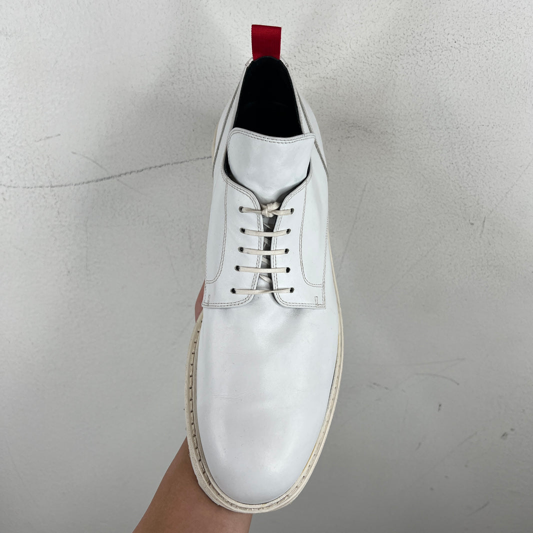 424 White Leather Derbys