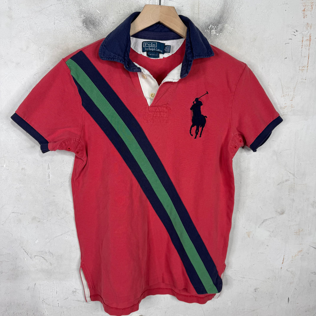 Ralph Lauren Red Diagonal Striped Big Pony Polo