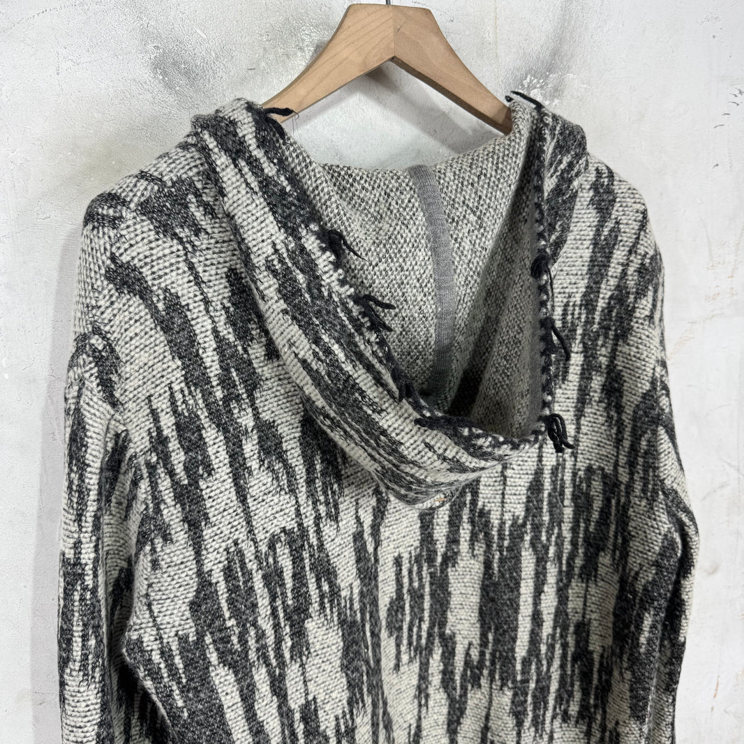 Saint Laurent Knitted Patterned Hooded Shawl