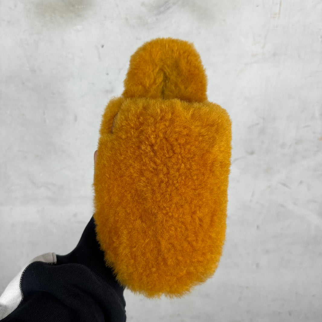 Loewe Orange Shearling Mules