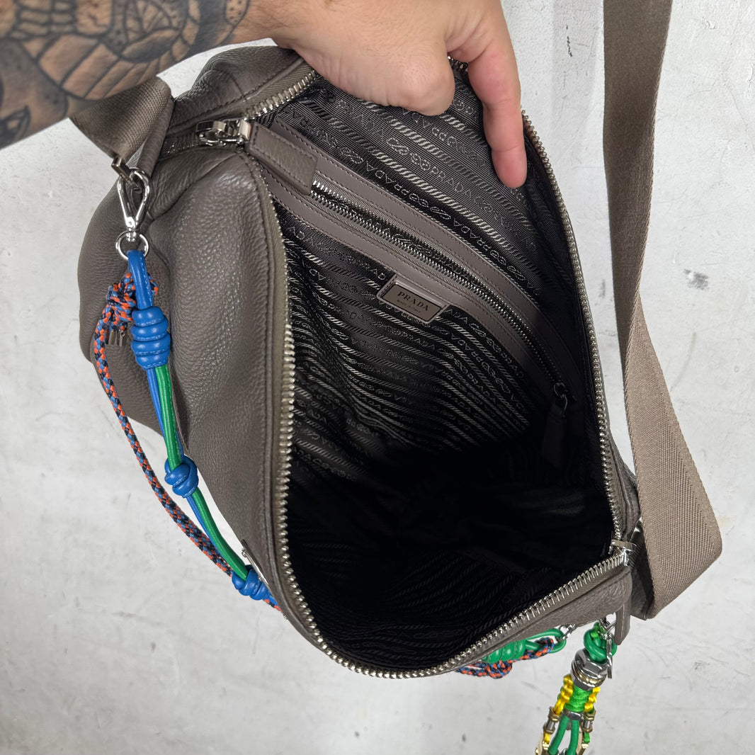 Prada Vitello Large Messenger With Robot Charm