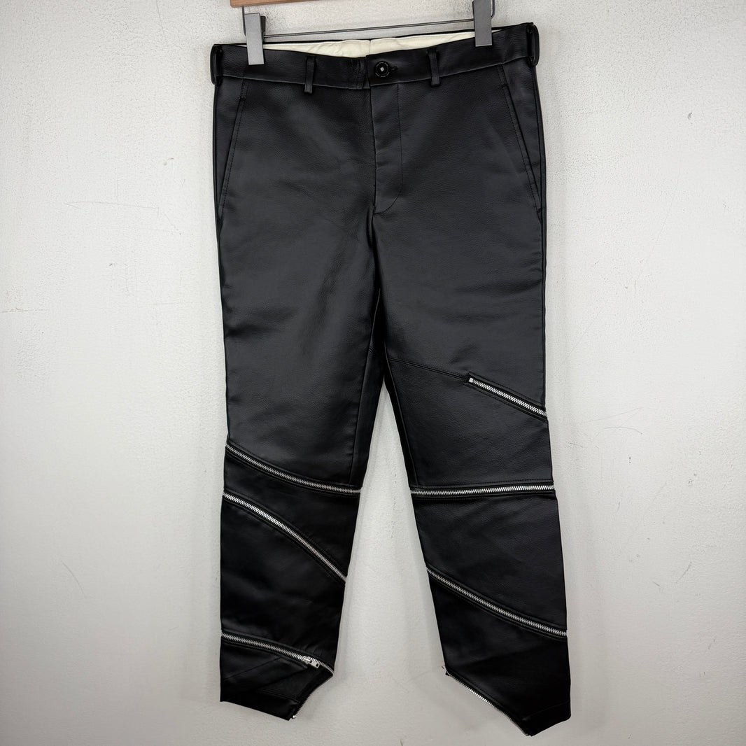 CDG Faux Leather Zip Pants