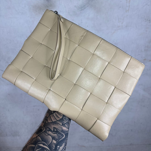 Bottega Veneta Beige Woven Clutch Pouch