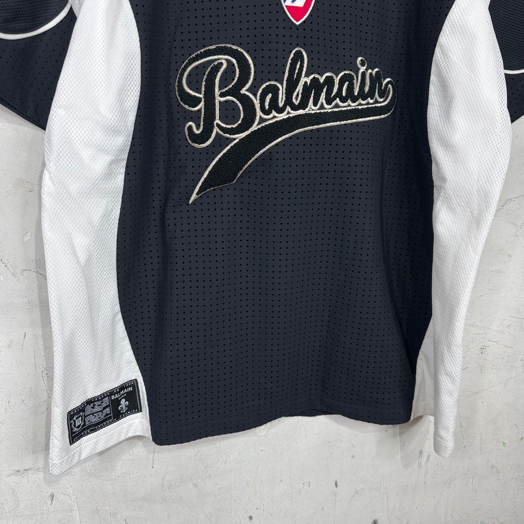 Balmain Chenille Logo Mesh Jersey