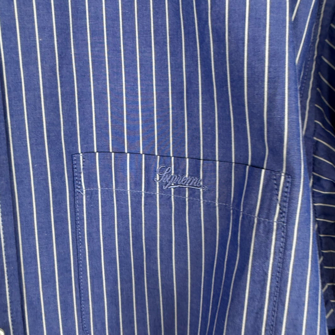 Supreme Blue Script Striped L/S Shirt