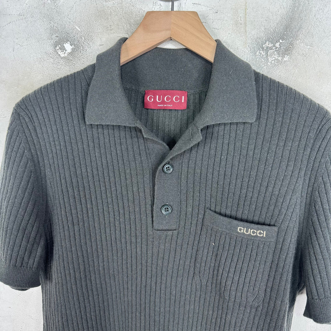 Gucci Ribbed Wool Knit Polo