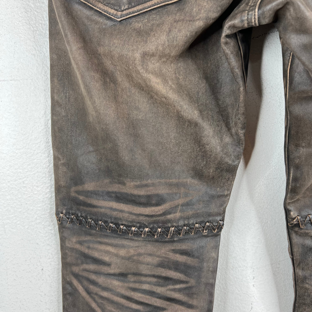 RRL Cross Stitch Leather Jeans