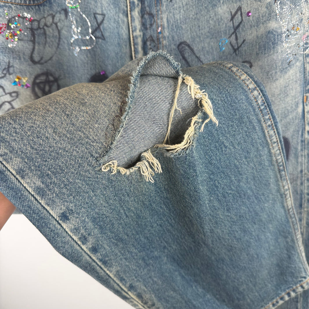 Balenciaga Rhinestone Scribble Jeans