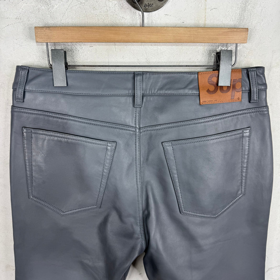 Supreme Grey Leather Pants