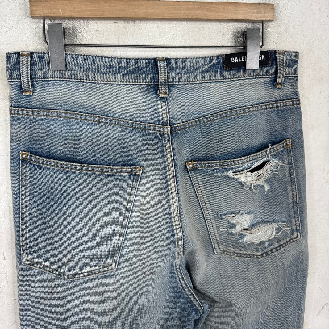 Balenciaga Layered Track Distressed Jeans