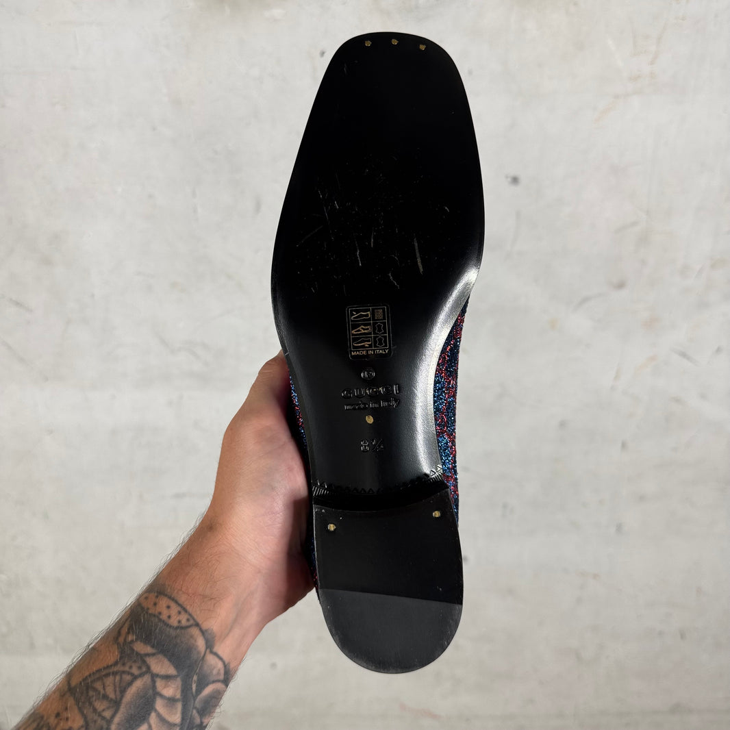 Gucci Glitter Monogram Loafers