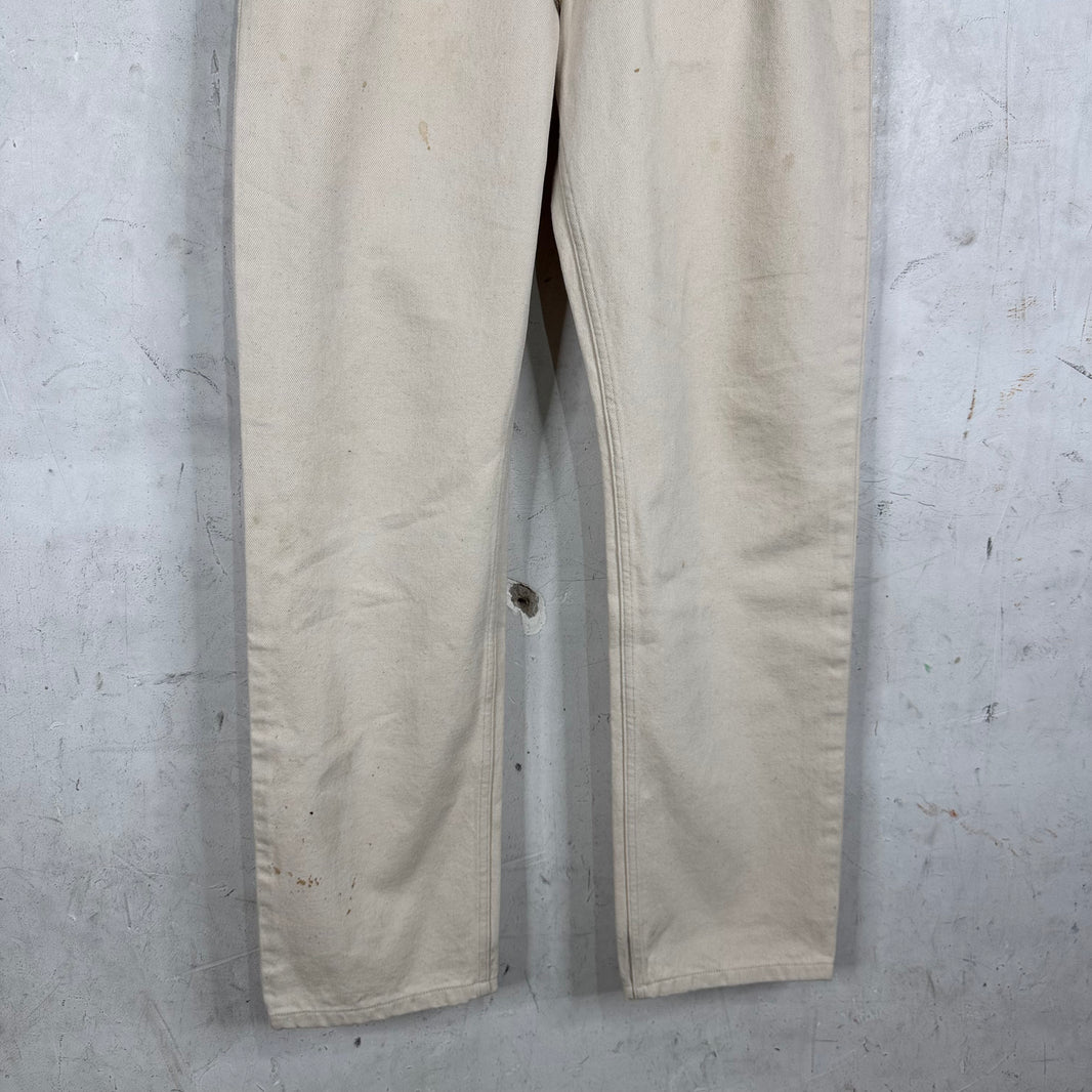 Margiela Frayed Waistband Ecru Jeans