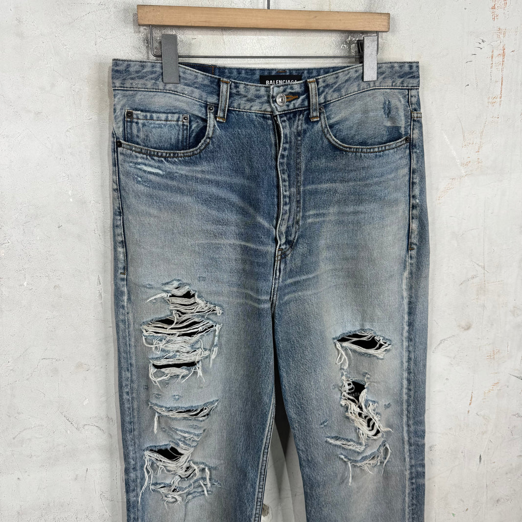 Balenciaga Distressed Layered Track Jeans