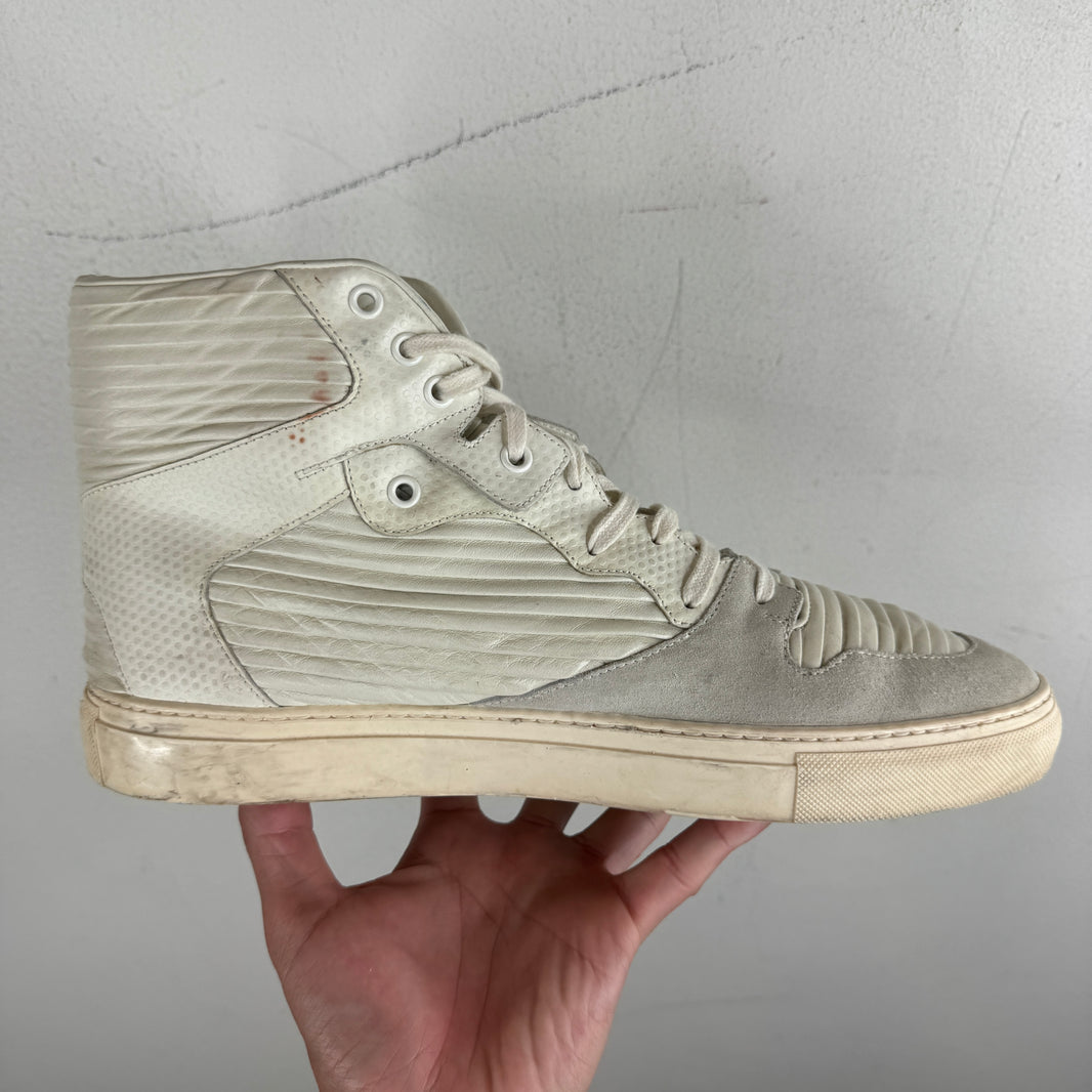 Balenciaga Cotes Pleated White Sneakers