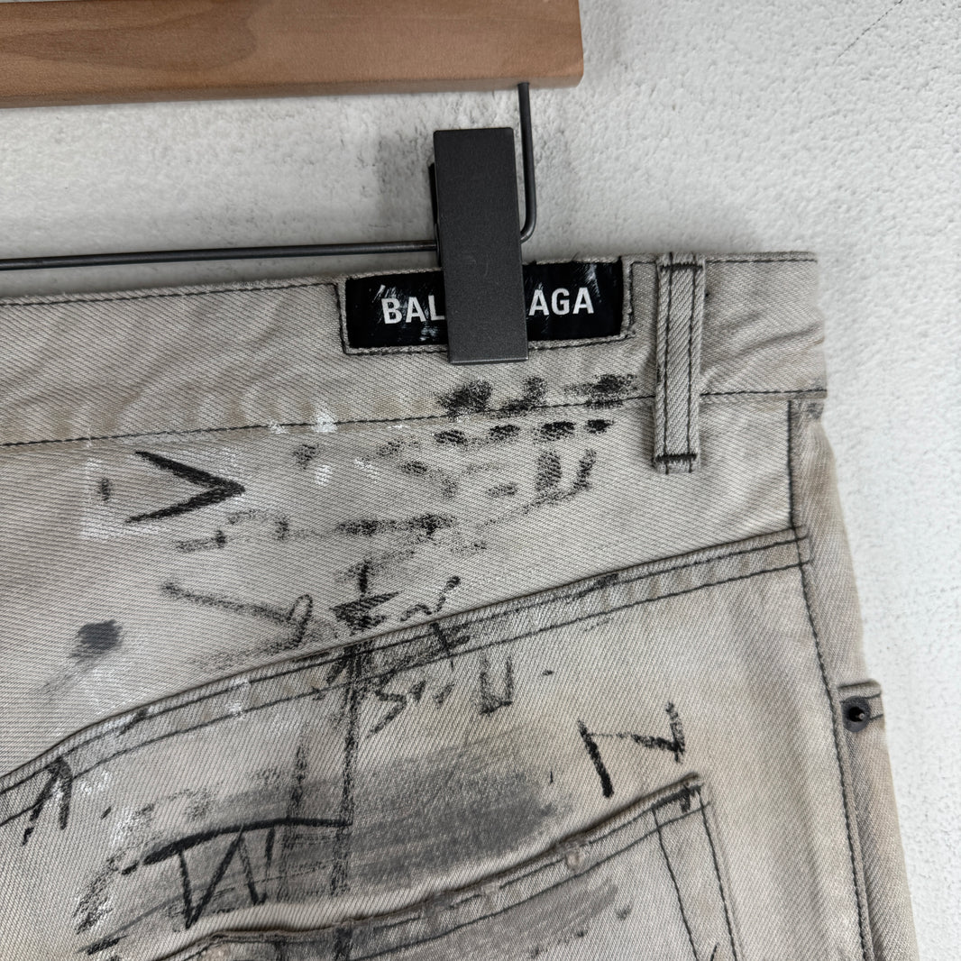 Balenciaga Grey Graffiti Jeans
