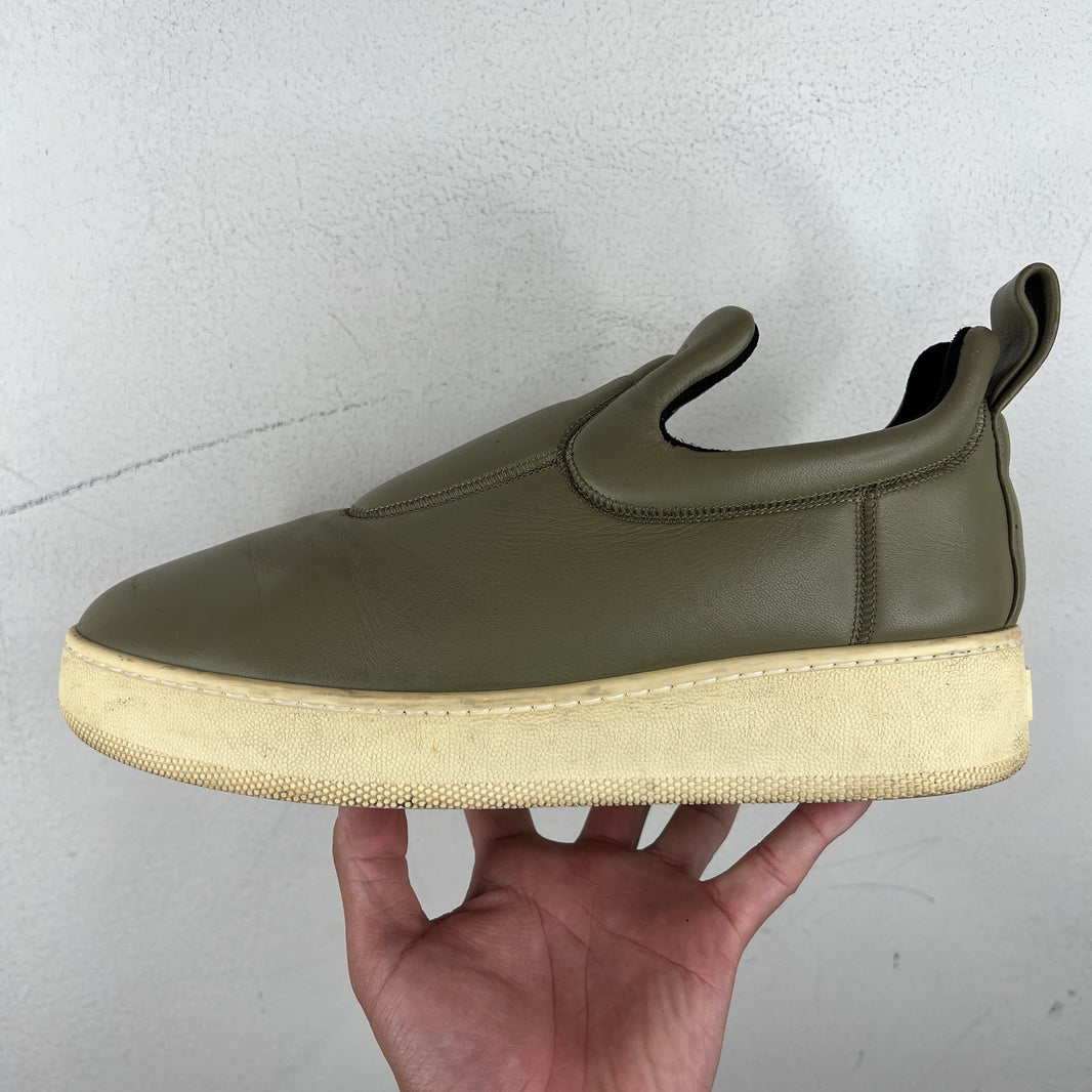 Celine Olive Leather Slip On Sneakers