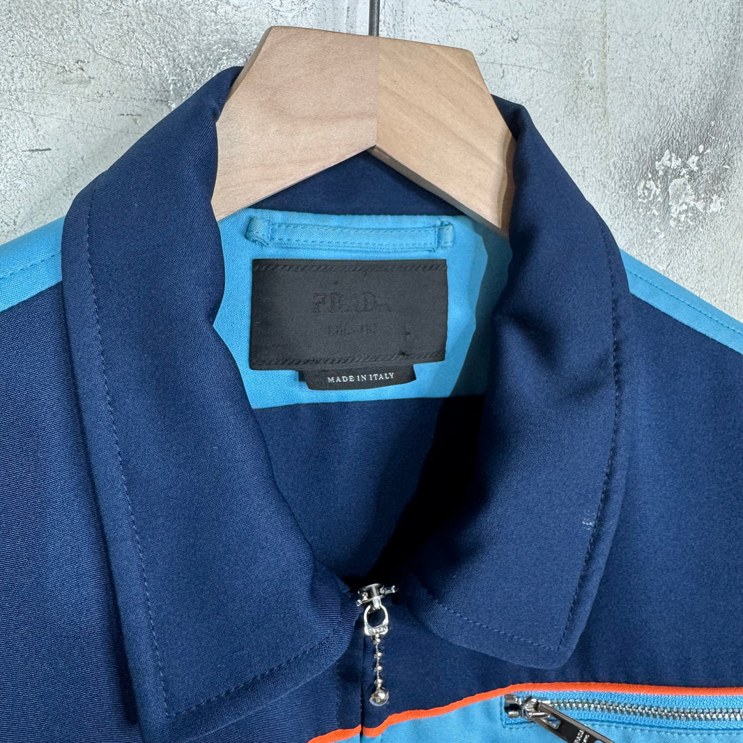 Prada Blue Colorblocked Zip Work Jacket