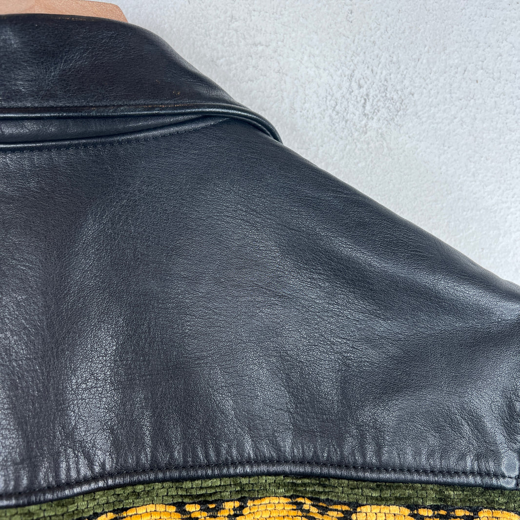 Blackmeans GJ23-9 Riders Woven Leather Jacket