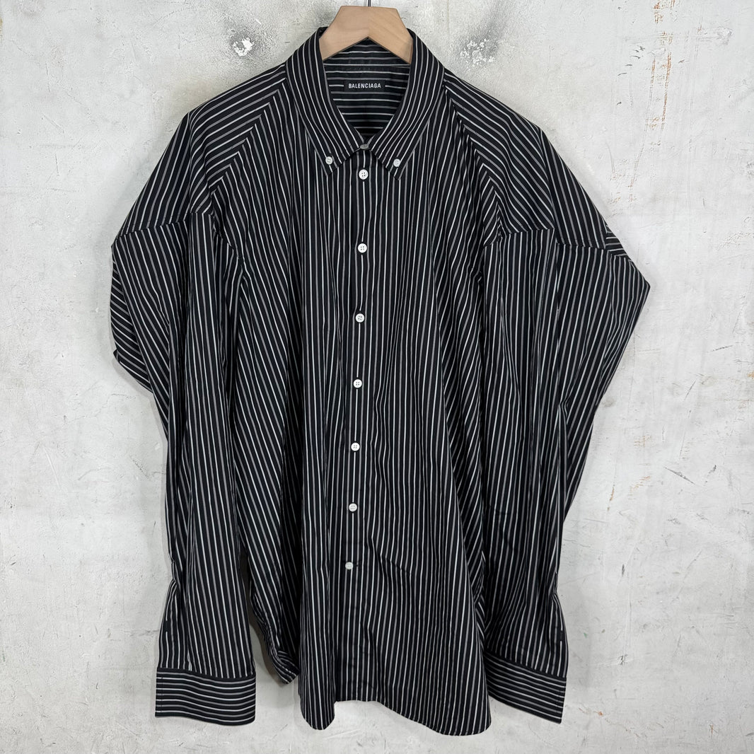 Balenciaga Pinstriped Steroid Button Up