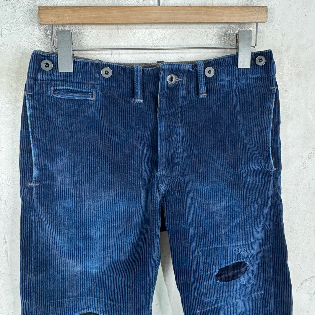 RRL Navy Corduroy Repaired Trousers